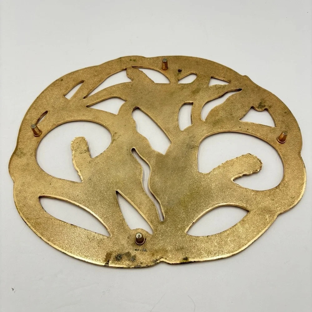 Vtg 80's Gold & White Calla Lily Footed Trivet Wm A Rogers Oneida Silversmiths